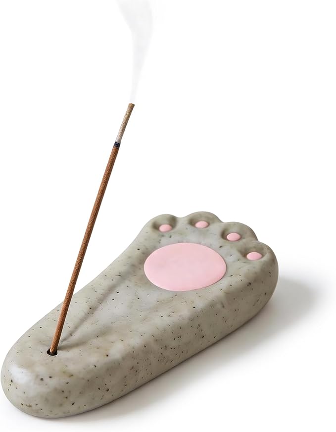 Mougigi Japanese Cute Dog Paw Ceramic Incense Holder - Handmade Mini Incense Stick Burner Tray for Patchouli/Sandalwood Incense, Home Decor, Yoga, Spa, Zen Altar & Meditation - Gift for Women