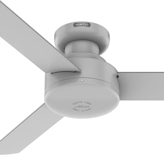 Hunter Presto, Indoor, Ceiling Fan, No Light, Modern, 44 inch, Dove Grey | Low Profile Mount, Wall Control, 3 Blades, For Bedroom, Living Room, Kitchen, 52404