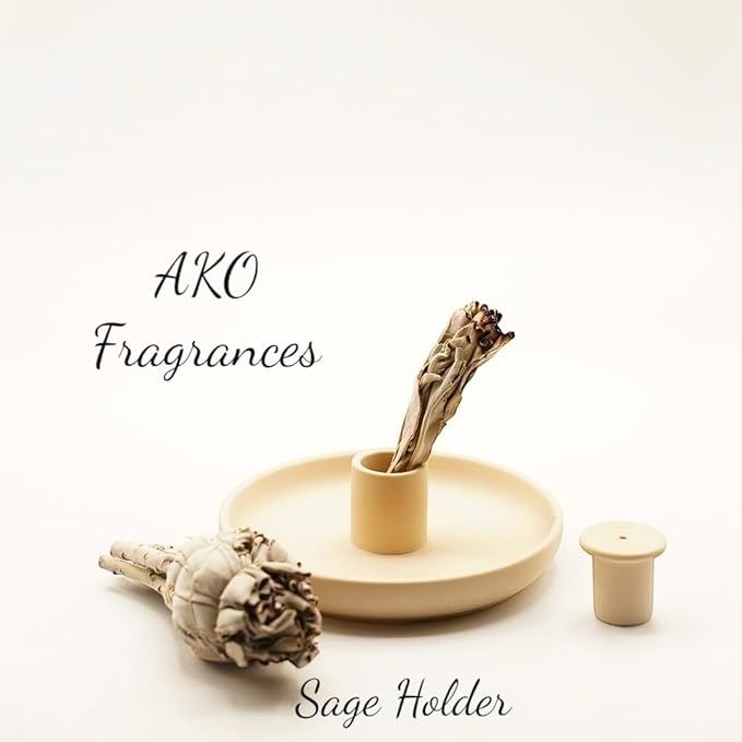 4 in 1 Incense Burner Holder - Multi-Purpose Ceramic Incense Stick Holder, Palo Santo Holder for Clean Burning, Sage Meditation Burner Set, Candle Holder for Aromatherapy (Matte Beige)