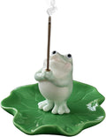 Frog Incense Holder for Sticks, Ceramic Incense Holder Cute Frog Figurines Incense Stick Holder, Insence-Sticks Burner Incense Burner Holder for Yoga Meditation Home Office Decor (with Ash Catcher)