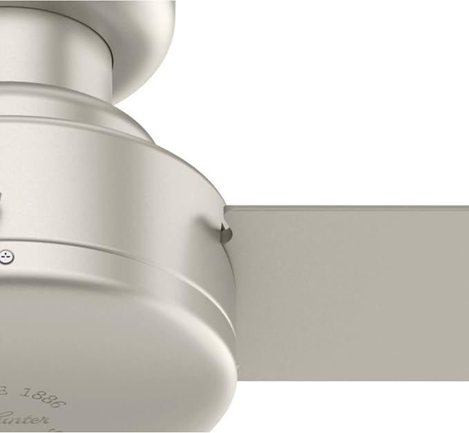 Hunter Presto, Indoor, Ceiling Fan, No Light, Modern, 44 inch, Matte Nickel | Low Profile Mount, Wall Control, 3 Blades, For Bedroom, Living Room, Kitchen, 52403