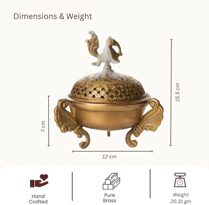 RITUALISTIC Sanchi Brass Loban LampDhoop HolderIncense Burner for Home and Office DaniPooja ItemsDhoop Batti StandSambrani HolderPooja Room DecorSanchi Loban Lamp Perfect Valentine's Day Gifts Items