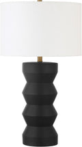 Carlin 28" Tall Ceramic Table Lamp with Fabric Shade in Matte Black/White