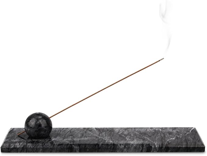 Marble Incense Holder Tray Incense Burner Modern Minimalist Home Deco and Desk Incense Holder for Sticks (Grey Black)