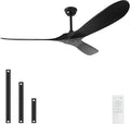 72'' Outdoor Ceiling Fan without Light,3 Solid Wood Blades,Black Ceiling Fan no Light with Remote Control,Large Ceiling Fans for Porch,Garage,Living Room (black)