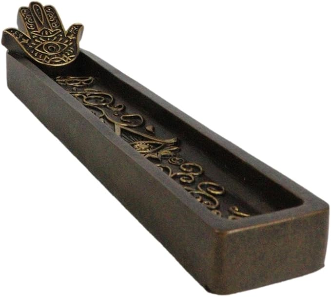 Ebros Gift Sacred Symbol Amulet Hand of God Hamsa Palm Eye of Providence Incense Stick Holder Burner Figurine Zen Feng Shui Vastu Home Fragrance Tabletop Altar Decor