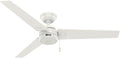 Hunter Cassius, Outdoor or Indoor, Ceiling Fan, 52 inch, Fresh White | No Light, Standard Mount, Pull Chain, 3 Blades, For Living Room, Patio, Porch, Garage, 59263