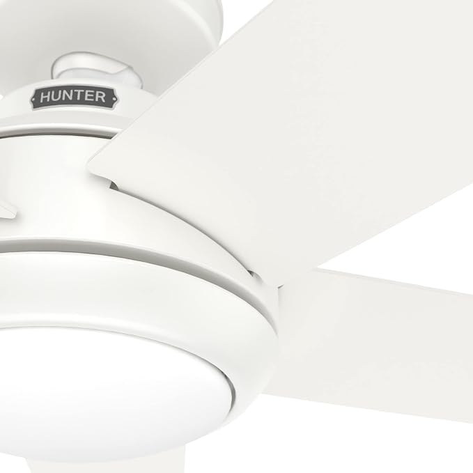 Hunter 52 inch Indoor Ceiling Fan with LED Light and Remote Control - White Ceiling Fan, Standard Mount, 5 Blades, For Bedroom, Living Room, or Kitchen, Quiet - Zayden 51697, Fresh White