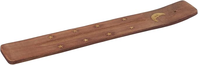 Hosley Celestial Elegance 10-Inch Wood Incense Holder Moon in Warm Brown Color for Aromatic Bliss and Stylish Home Decor