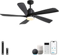Sofucor Ceiling Fan with Lights and Remote, 52 Inch Modern Wood Ceiling Fan for Indoor Farmhouse Bedroom Living Room Outdoor Patio Porch (Black, 52 inch)