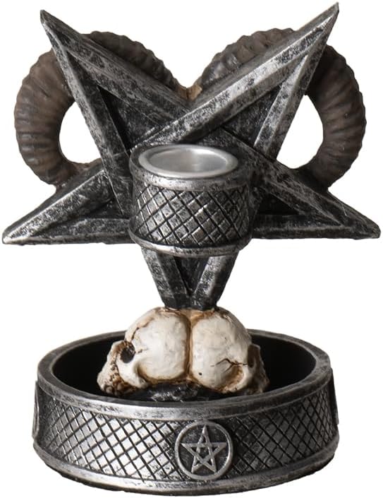 Pacific Giftware Ram Skull Backflow Incense Burner with Pentagram Base Unique Gothic Decor for Aromatherapy Meditation Home Decor 4.5" Inches Tall
