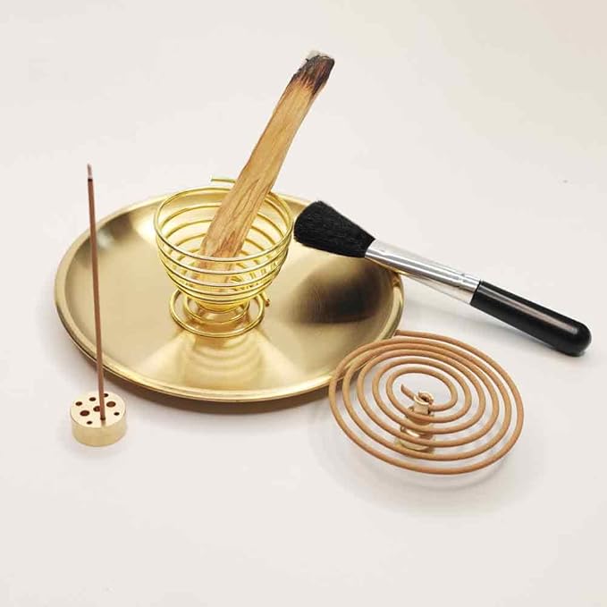 5 in1Incense Burner,Palo Santo Holder,Sage Holder, Incense Holder with Ash Catcher for Incense Sticks,Coil Incense,Incense Cones in Devotional Area, Yoga, Meditation Room Home Décor