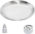 3 in 1 Incense Burner, 5.51 Inch Incense Holder Set for Incense Sticks, Coil Incense and Incense Cones, Multi-Functional, Brass Ash Catcher, Gourd-Shaped Tray（Silver）