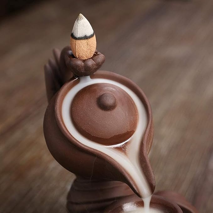 Buddha Hand Series Backflow Incense Burner Indoor Smoke Waterfall Incense Holder Creative Teapot Shaped Ceramic Incense Burner