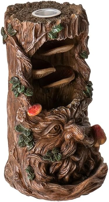 Pacific Giftware Greenman Backflow Incense Burner with LED Light Nature Inspired Tree of Life Spirit Design for Aromatherapy and Home Decor 6 Inches Tall