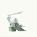 Ceramic Samurai Incense Holder & Tea Pet - Hand-Painted Japanese Warrior Statue, Terracotta Zen Decor for Home/Office (3.5", White/Green) (Green A)