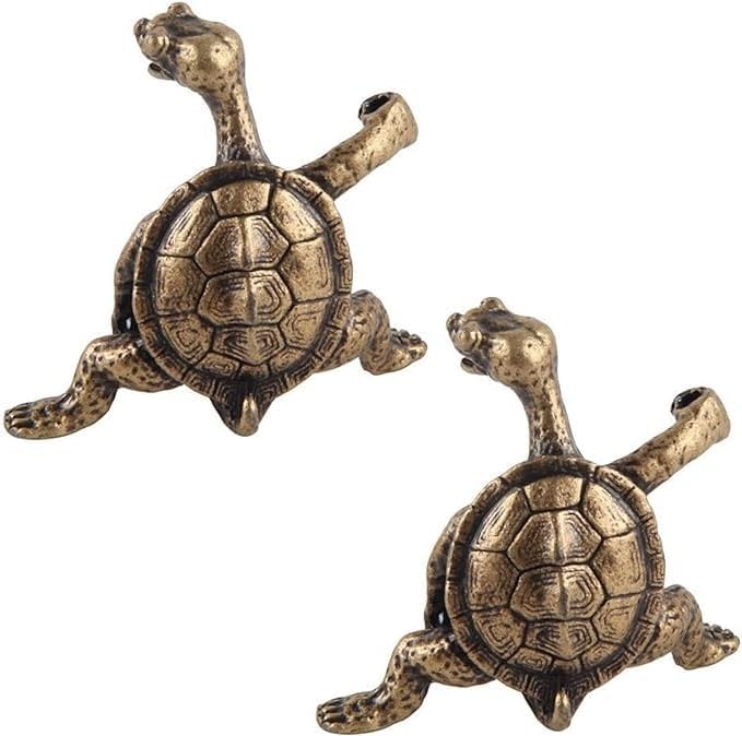 2Pcs Turtle Incense Stick Holder Exquisite Sleep Home Decor Antique Bronze Aid Handcrafted Beautiful Censer Holder Incense Holders Home Fragrance Home Décor Products