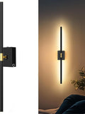 iThird Wall Sconce Battery Operated Wall Light: 10000mAh Wireless Wall Sconces with Remote Control, 360° Rotate Rechargeable Wall Scone for Bedroom Living Room Bathroom Hallway, 31.5 Inch, Black