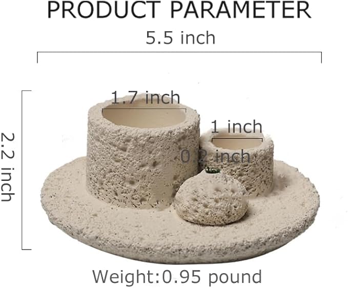 4 in 1 Cement Holder for Incense Sticks/Palo Santo/Sage Sticks/Candle (Black)