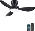 Kviflon 36 Inch Flush Mount Ceiling Fan with Light, 3 Reversible Blades, Remote & APP Control, 3 CCT Dimmable for Bedroom Living Room, Black