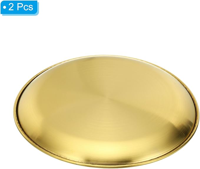 PATIKIL 6.7" Dia. Incense Burner Plate, 2 Pack Coil Incense Holder Alloy Ash Catcher Fireproof Incense Cone Pad Tray for Yoga Spa Room Home Office, Gold Tone