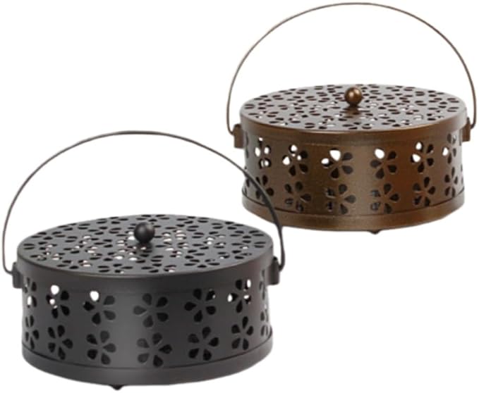 2PCS Corolful Mosquito Coil Holder，Portable Outdoor Incense Holder，Antique Style Lamp Metal Incense