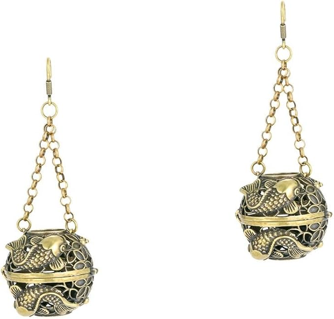 GANAZONO Hanging Incense Burner Ball Hollow Censer with Lock Circle Design 4.56X3.54X1.77In Brass Hanging Incense Holder for Home Fragrance Meditation and Decorative Accent 2 Pack