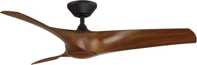 Modern Forms Zephyr 3 Blade 52 in. Indoor and Outdoor Smart Downrod Ceiling Fan with Remote Control - Integrated LED Selectable 4CCT 2700K-3000K-4000K-5000K - Matte Black/Distressed Koa