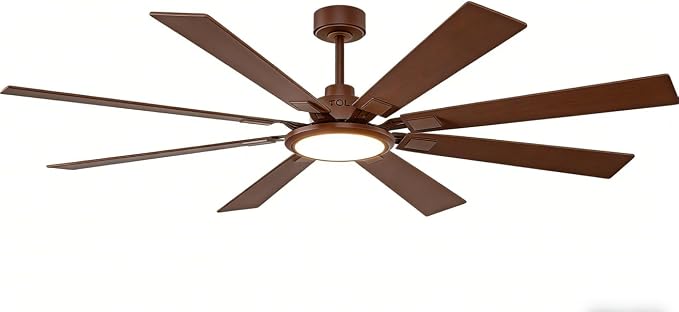 TCL Ceiling Fans with Lights and Remote: 8 Blades, Quiet Reversible DC Motor, Dimmable Super Bright LED, Noiseless Large Modern Fan for Room, Outdoor, Commercial and Industrial Use (Brown, 72 Inch)