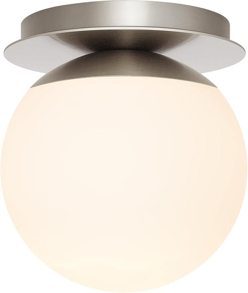 1 Pack Brushed Nickel Wall Sconce, Modern Bathroom Sconce with Milky Globe Glass, Wall Light for Bathroom Mirror, Living Room, Hallway (Bulb Not Included)
