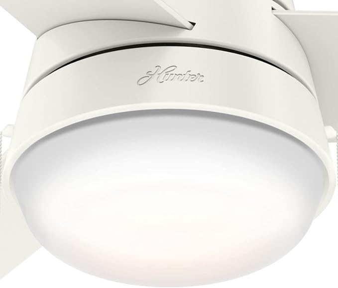 Hunter Aker, Indoor, Ceiling Fan, Modern, Small, 36 inch, Fresh White | with LED Light and Pull Chain, Standard Mount, Quiet, 3 Blades, For Bedroom, Home Office, Laundry Room, 59301