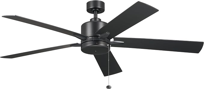 Kichler Lucian II 60 Modern Indoor Ceiling Fan with AC Motor, Pull Chain Control and Contemporary Design in Satin Black for Bedroom or Living Room, 330243SBK