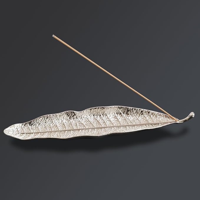 Leaf and Snail Incense Burner, Incense Holder Set Incense Ash Catcher, Incense Sticks Holder for Meditation Room, Yoga, Home, Office (Silver)