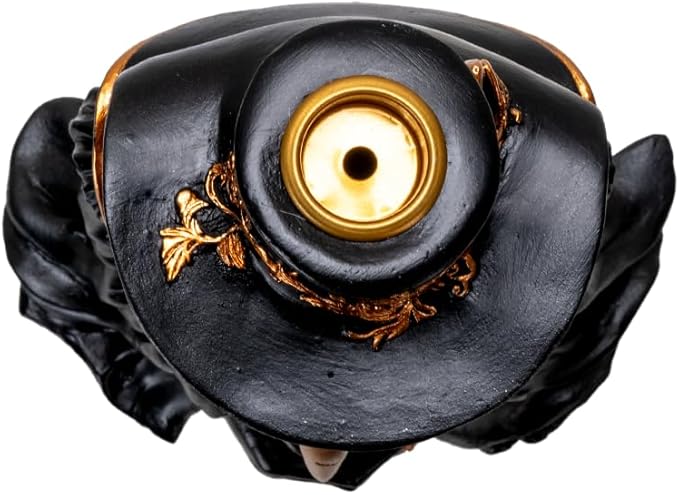 Pacific Giftware Dr. Plague Backflow Burner Gothic Resin Holder with Intricate Gold Accents Ideal for Aromatherapy Gift and Unique Home Decor 7.01" Tall