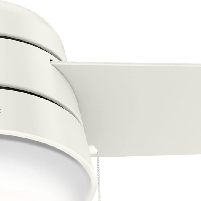 Hunter Aker, Indoor, Ceiling Fan, Modern, Small, 36 inch, Fresh White | with LED Light and Pull Chain, Standard Mount, Quiet, 3 Blades, For Bedroom, Home Office, Laundry Room, 59301
