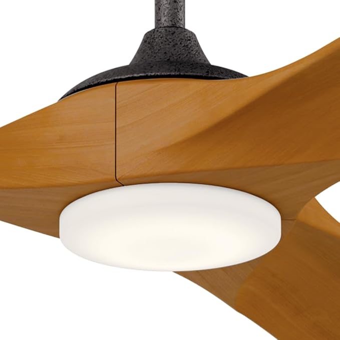 KICHLER Mylo 80 in Modern Ceiling Fan with Light and Remote Control, Large 6-Speed Indoor Outdoor Damp Rated Fan with Satin Etched Cased Opal Glass in Anvil Iron, 310580AVI