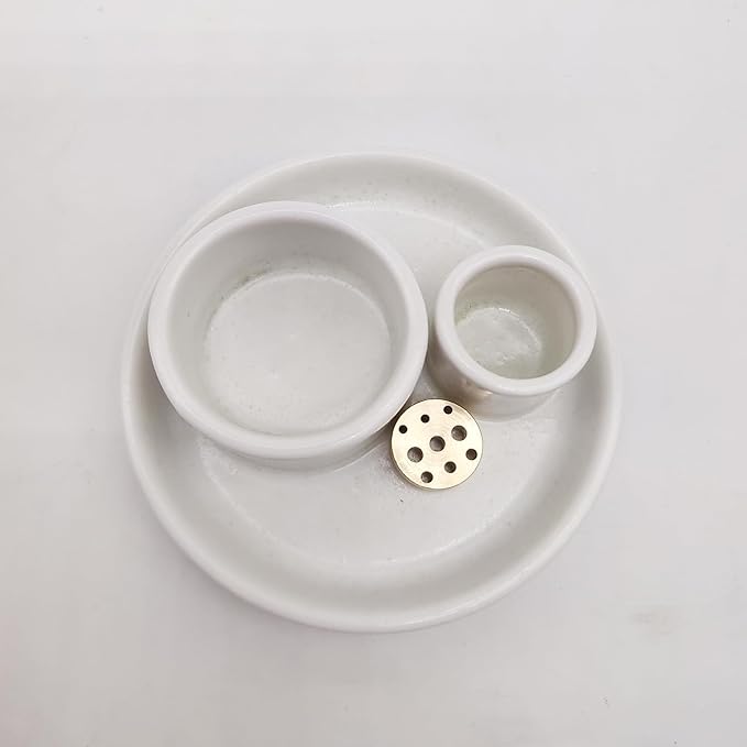 4 in 1 Incense Holder, Ceramic Incense Stick and Palo Santo Holder,Sage Holder for Burning- 4.25" Ceramic Ash Catcher Tray for Meditation and Yoga Room (White)