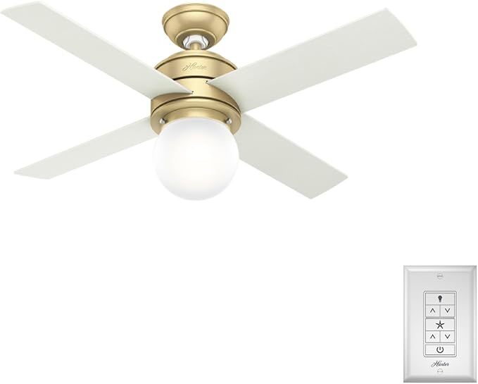 Hunter Hepburn, Indoor, Ceiling Fan, with LED Light, 44 inch, Modern Brass