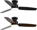 Conciseer 42 Inch Ceiling Fans with Lights and Remote, Bedroom Living Room Office, Flush Mount, 6CCT Dimmable, Dual Color 3 Blades, 6 Speed Reversible Quiet DC Motor, Black/Wood Grain, 2 Pack