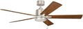 Kichler Bowen 60 in Industrial Ceiling Fan Without Light, Brushed Nickel Finish with Reversible Walnut and Silver Blades for Medium Rooms, 330243NI