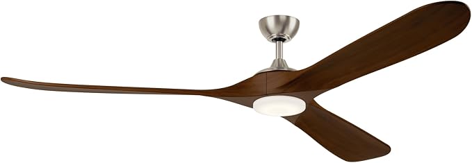 KICHLER Mylo 80 in Ceiling Fan with Light, 6-Speed Remote Control Modern Indoor Outdoor Damp Rated Fan with Satin Etched Cased Opal Glass in Brushed Nickel, 310580NI
