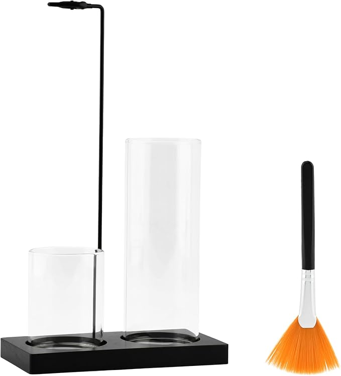 2 in 1 Incense Holder for Sticks, Glass Incense Burner Holder with Storage, Upside Down Incenses Holders with Glass Ash Catcher for Home Meditation Yoga Spa Room(Color:Black)