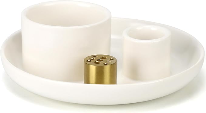 Incense Holder, Sage Holder for Burning, Incense Stick Holder, All in One Ceramic Holder for Meditation and Room Home Decor
