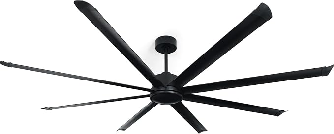 96 Inch HVLS Industrial Ceiling Fan, Large Ceiling Fan with Remote Control, High Airflow Commercial Fan for Garage Gym Shop Warehouse, Quiet DC Motor, 6 Speeds, 8 Aluminum Blades