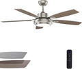 52 Inch Nickel Ceiling Fans with Lights and Remote Control for Bedroom, Modern Ceiling Fan with Quiet Reversible DC Motor, 3CCT, Dimmable, LED for Living Room, Patio, Indoor and Outdoor