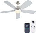 Ceiling Fans with Lights, 42 Inch Low Profile Ceiling Fan with Lights and Remote Control, LED Dimmable DC Reversible, 8 Speed, Noiseless, Modern Nickel Ceiling Fan for Bedroom, Indoor/Outdoor Use