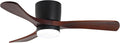 GESUM 42" Ceiling Fan with Lights Remote Control, Low Profile Ceiling Fan with 3 Walnut Wood Blades, Reversible,Dimmable, Flush Mount Ceiling Fans for Living Room Kitchen Bedroom(Black+Walnut)