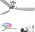 42" RGB Ceiling Fan with Light, Music Sync Smart Fan Works with Alexa/Google Assistant/App, Low Profile Flush Mount, 6-Speed Quiet DC Motor, 4 CCT Dimmable Lighting for Bedroom Living Room