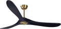 Bigzone 60" Black Ceiling Fan Without Light, DC Motor Quiet Energy Saving,3 Balsa Black Wood Blades,Wood Ceiling Fan With Remote Control, Reversible Blades