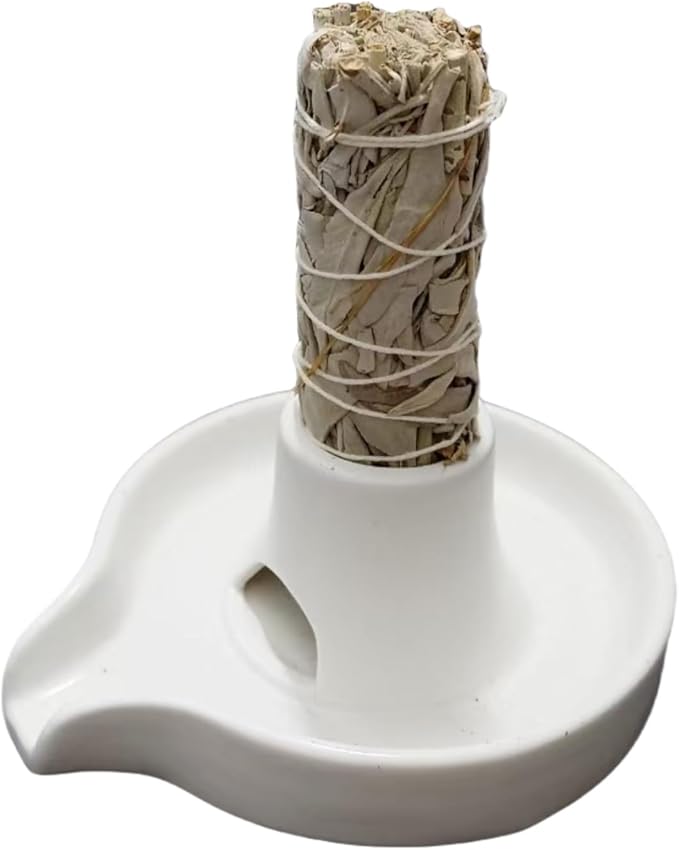Palo Santo Holder Incense Holder Three-in-one Function Multipurpose Meditation Accessory for White Sage Palo Santo Stick White